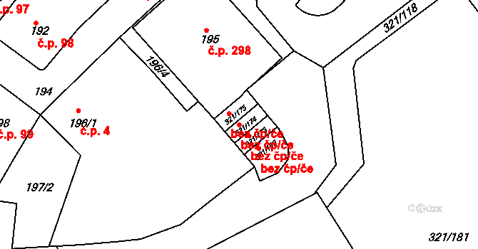 Teplice 48029777 na parcele st. 321/174 v KÚ Prosetice, Katastrální mapa