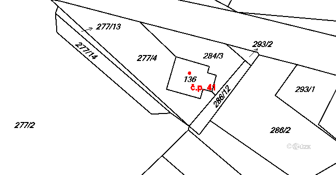 Skutíčko 41, Skuteč na parcele st. 136 v KÚ Skutíčko, Katastrální mapa