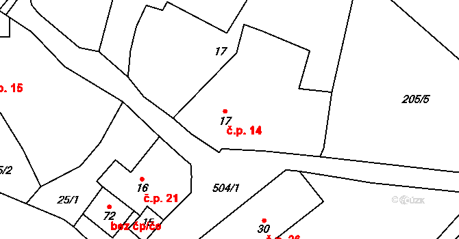 Kakejcov 14 na parcele st. 17 v KÚ Kakejcov, Katastrální mapa