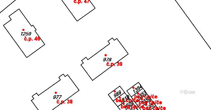 Kolonie 5.května 39, Broumov na parcele st. 978 v KÚ Broumov, Katastrální mapa