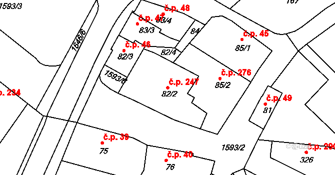 Nový Hrádek 247 na parcele st. 82/2 v KÚ Nový Hrádek, Katastrální mapa