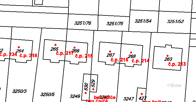 Drnovice 215 na parcele st. 267 v KÚ Drnovice, Katastrální mapa