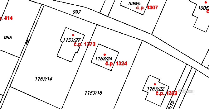 Vratimov 1324 na parcele st. 1153/24 v KÚ Vratimov, Katastrální mapa