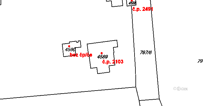 Rakovník II 2103, Rakovník na parcele st. 4589 v KÚ Rakovník, Katastrální mapa