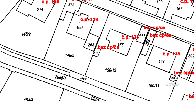 Jámy 102683778 na parcele st. 310 v KÚ Jámy, Katastrální mapa