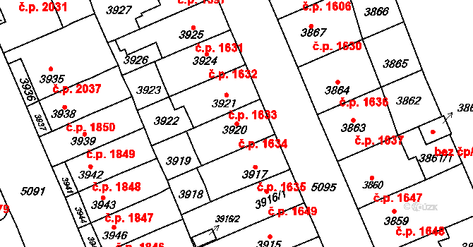 Přerov I-Město 1634, Přerov na parcele st. 3920 v KÚ Přerov, Katastrální mapa