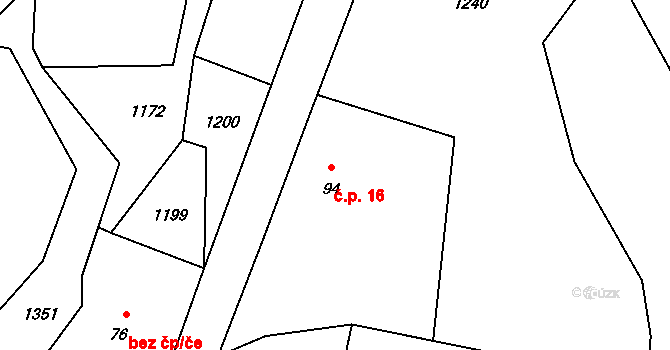 Chotětice 16, Sedlec-Prčice na parcele st. 94 v KÚ Divišovice, Katastrální mapa