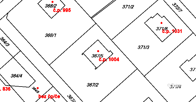 Poruba 1004, Orlová na parcele st. 367/5 v KÚ Poruba u Orlové, Katastrální mapa