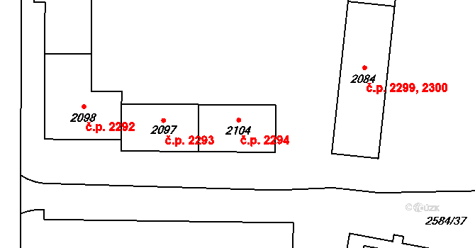 Břeclav 2294 na parcele st. 2104 v KÚ Břeclav, Katastrální mapa