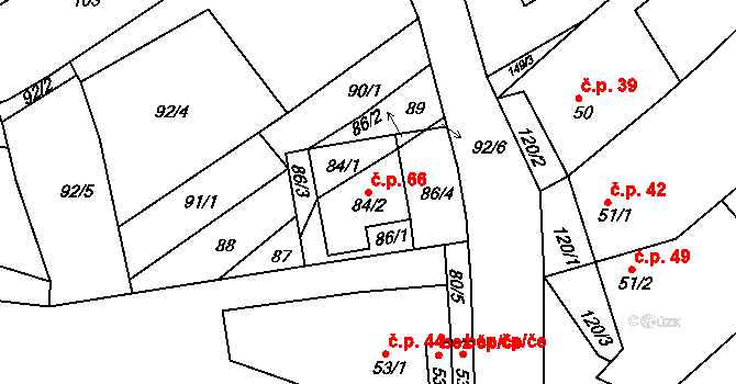 Rohozec 66 na parcele st. 84/1 v KÚ Rohozec u Tišnova, Katastrální mapa