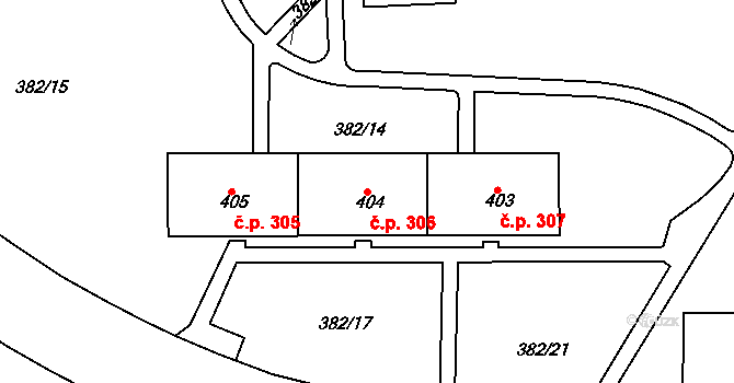 Řetenice 306, Teplice na parcele st. 404 v KÚ Teplice-Řetenice, Katastrální mapa