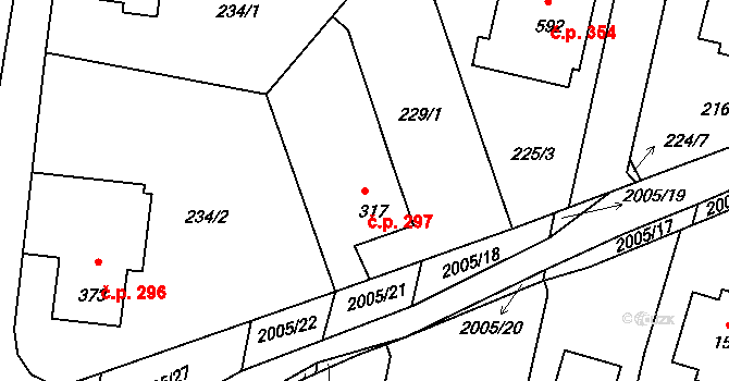 Staňkov I 297, Staňkov na parcele st. 317 v KÚ Staňkov-město, Katastrální mapa