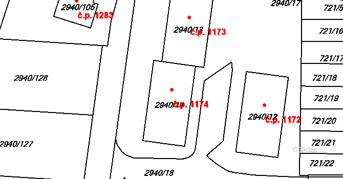 Sedlčany 1174 na parcele st. 2940/14 v KÚ Sedlčany, Katastrální mapa
