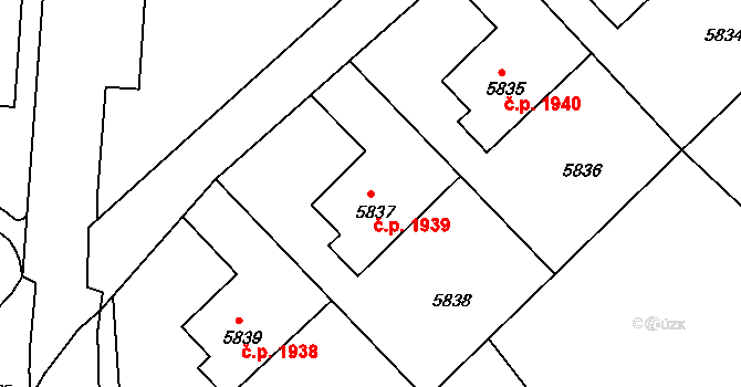 Česká Lípa 1939 na parcele st. 5837 v KÚ Česká Lípa, Katastrální mapa