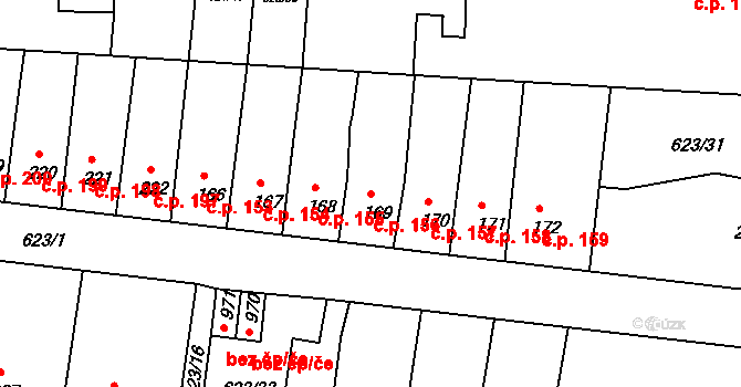 Parník 156, Česká Třebová na parcele st. 169 v KÚ Parník, Katastrální mapa