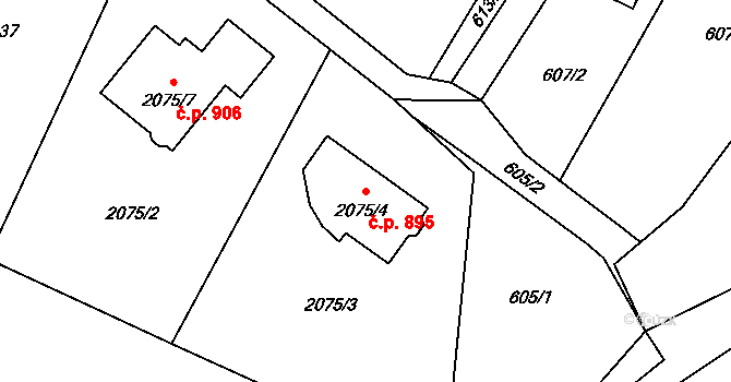Studénka 895 na parcele st. 2075/4 v KÚ Studénka nad Odrou, Katastrální mapa