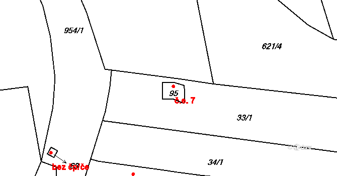 Louňová 7 na parcele st. 95 v KÚ Louňová, Katastrální mapa