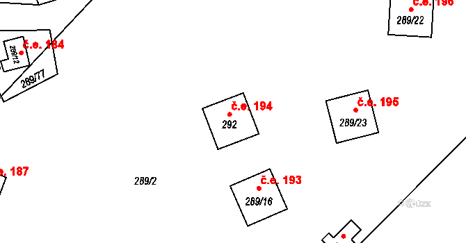 Milná 194, Frymburk na parcele st. 292 v KÚ Frymburk, Katastrální mapa