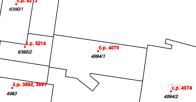 Zlín 4070 na parcele st. 4994/1 v KÚ Zlín, Katastrální mapa