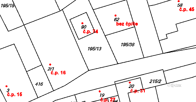 Černíky 74 na parcele st. 90 v KÚ Černíky, Katastrální mapa