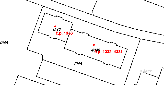 Bruntál 1331,1332 na parcele st. 4348 v KÚ Bruntál-město, Katastrální mapa