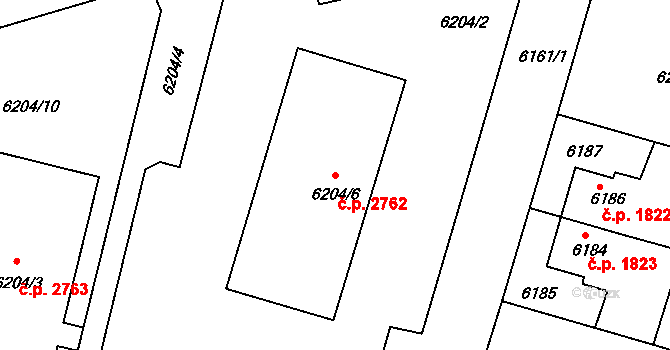 Varnsdorf 2762 na parcele st. 6204/6 v KÚ Varnsdorf, Katastrální mapa