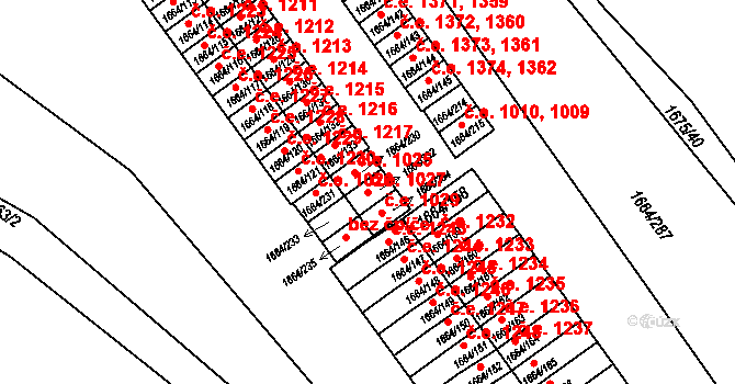 Teplické Předměstí 1027, Bílina na parcele st. 1664/232 v KÚ Bílina, Katastrální mapa