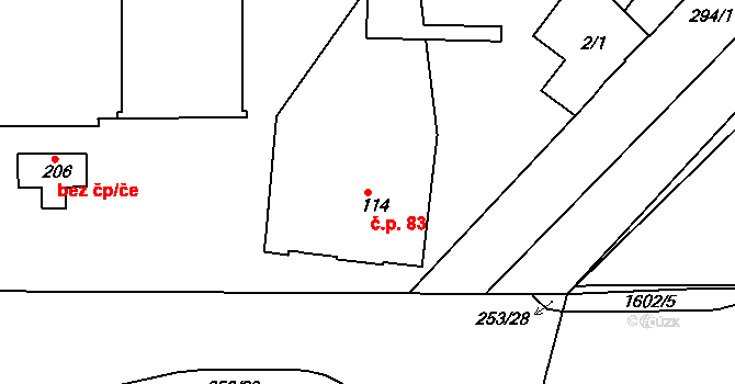 Litovel 30089778 na parcele st. 114 v KÚ Nasobůrky, Katastrální mapa