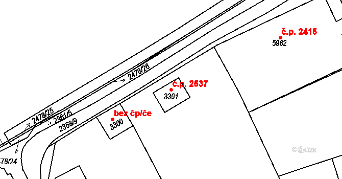 Cheb 2537 na parcele st. 3301 v KÚ Cheb, Katastrální mapa