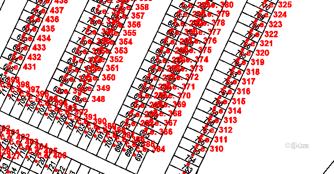 Háje 372, Cheb na parcele st. 690 v KÚ Háje u Chebu, Katastrální mapa