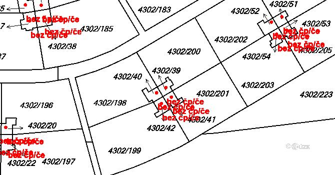 Praha 40469778 na parcele st. 4302/39 v KÚ Strašnice, Katastrální mapa