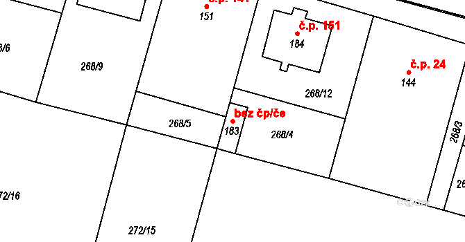 Plenkovice 40967778 na parcele st. 183 v KÚ Plenkovice, Katastrální mapa
