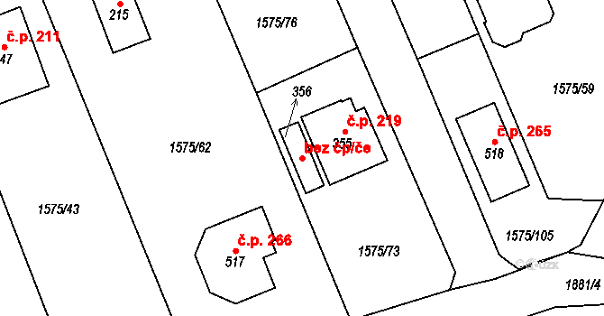 Hrádek 42865778 na parcele st. 356 v KÚ Hrádek u Rokycan, Katastrální mapa