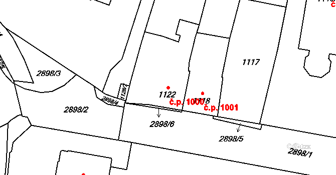 Předměstí 1000, Opava na parcele st. 1122 v KÚ Opava-Předměstí, Katastrální mapa