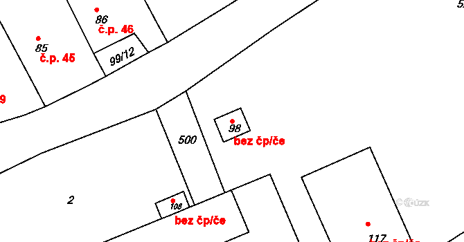 Merklín 46215778 na parcele st. 98 v KÚ Kloušov, Katastrální mapa
