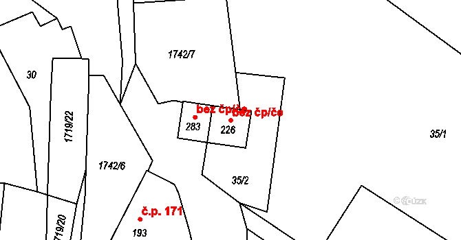 Lodhéřov 47546778 na parcele st. 226 v KÚ Lodhéřov, Katastrální mapa