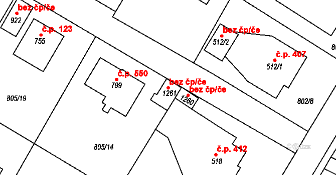 Hejnice 49965778 na parcele st. 1261 v KÚ Hejnice, Katastrální mapa