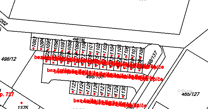Znojmo 50056778 na parcele st. 1103 v KÚ Přímětice, Katastrální mapa