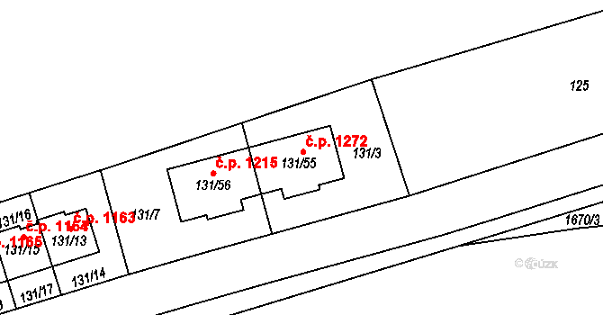 Černice 1272, Plzeň na parcele st. 131/55 v KÚ Černice, Katastrální mapa