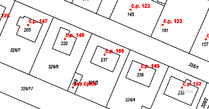 Jiřice 156, Kostelec nad Labem na parcele st. 237 v KÚ Jiřice u Kostelce nad Labem, Katastrální mapa