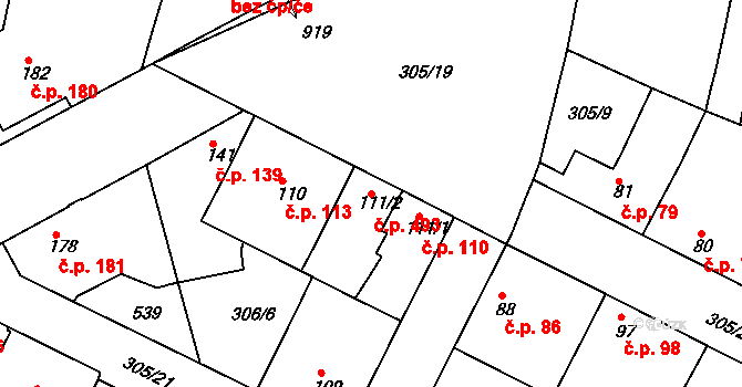 Neratovice 493 na parcele st. 111/2 v KÚ Neratovice, Katastrální mapa