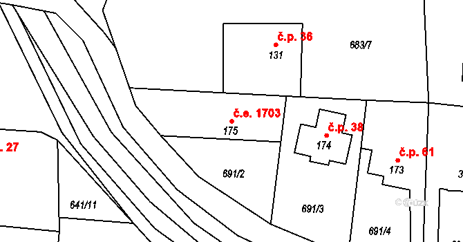 Pikovice 1703, Hradištko na parcele st. 175 v KÚ Hradištko pod Medníkem, Katastrální mapa