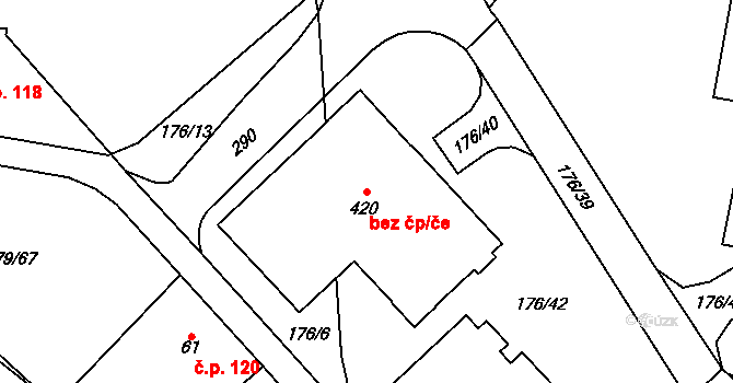 Cheb 78923778 na parcele st. 420 v KÚ Hradiště u Chebu, Katastrální mapa