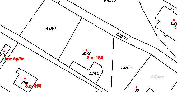 Libhošť 184 na parcele st. 32/2 v KÚ Libhošť, Katastrální mapa