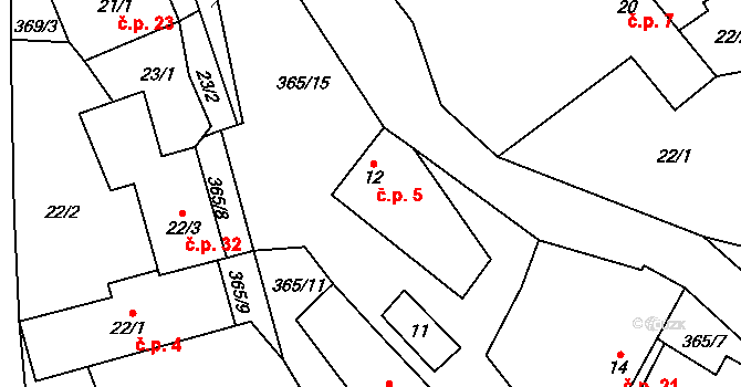 Peršíkov 5, Havlíčkova Borová na parcele st. 12 v KÚ Peršíkov, Katastrální mapa