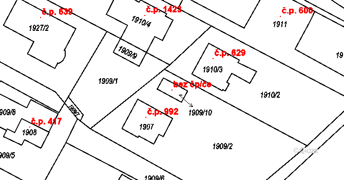 Bystřice nad Pernštejnem 105440779 na parcele st. 1909/10 v KÚ Bystřice nad Pernštejnem, Katastrální mapa