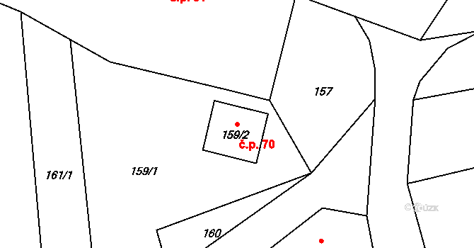 Bezuchov 70 na parcele st. 159/2 v KÚ Bezuchov, Katastrální mapa