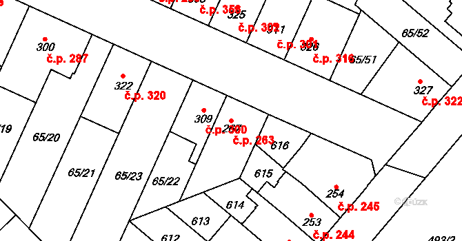 Přerov II-Předmostí 263, Přerov na parcele st. 267 v KÚ Předmostí, Katastrální mapa