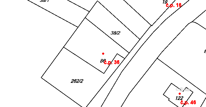 Smilovice 36, Staňkovice na parcele st. 86 v KÚ Smilovice u Staňkovic, Katastrální mapa