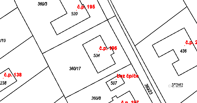 Bohutín 196 na parcele st. 534 v KÚ Bohutín, Katastrální mapa